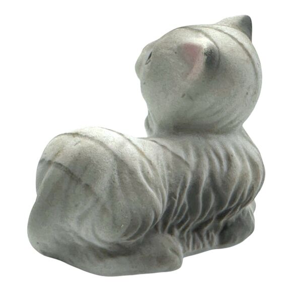 Vintage White Gray Tip Persian Blue Eye Kitten Bisque Porcelain 3" Figurine - Picture 5 of 10